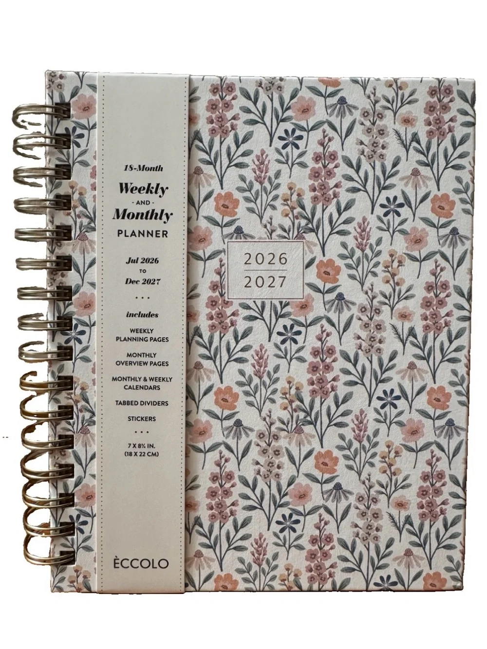 Eccolo Planner 2026- 2027 18-Month Weekly & Monthly Planner Hard Cover 8x7.5”